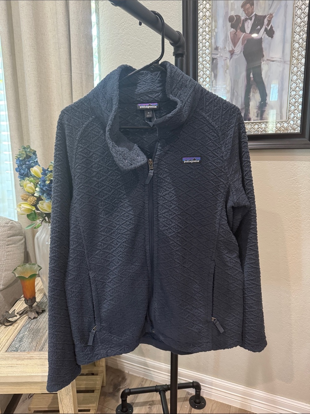 Patagonia Women's Dark Navy Quilted Full-Zip Teddy Jacket